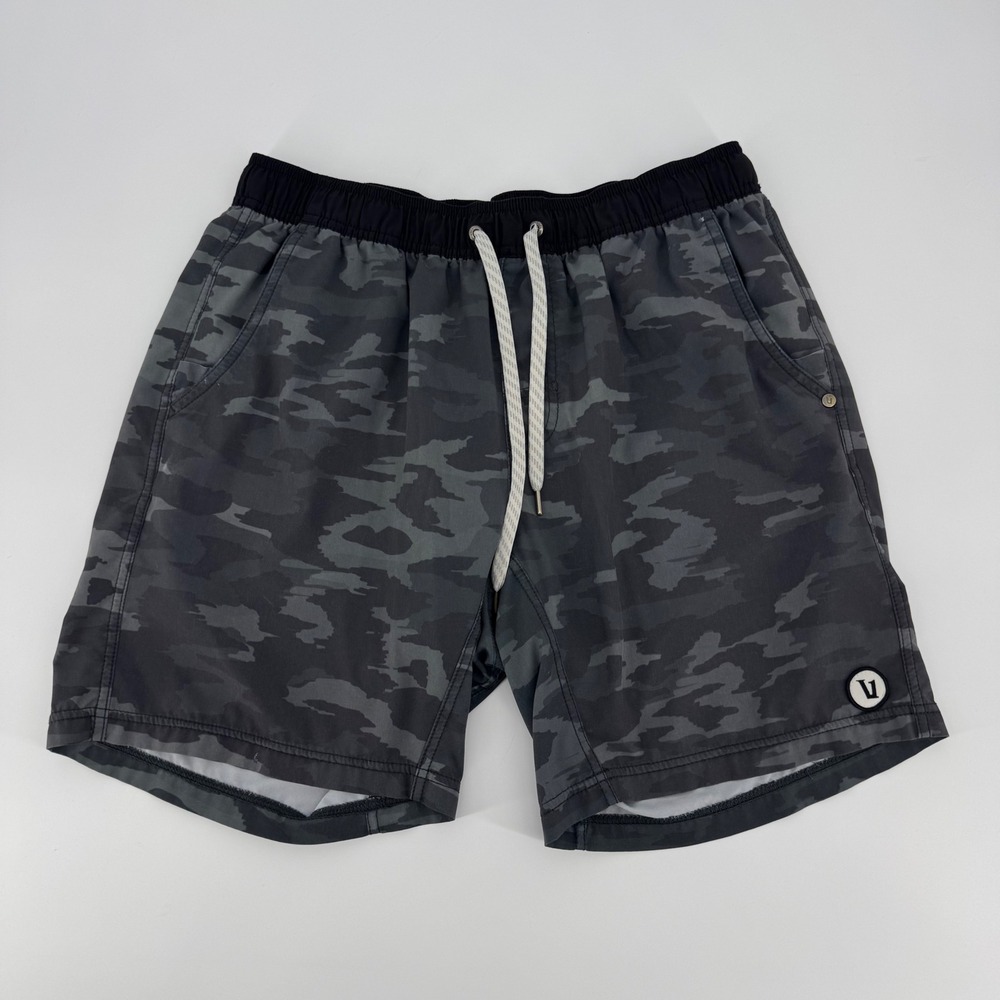 Vuori Kore Shorts Mens Large Charcoal Grey Camo Athletic Lined Training V302